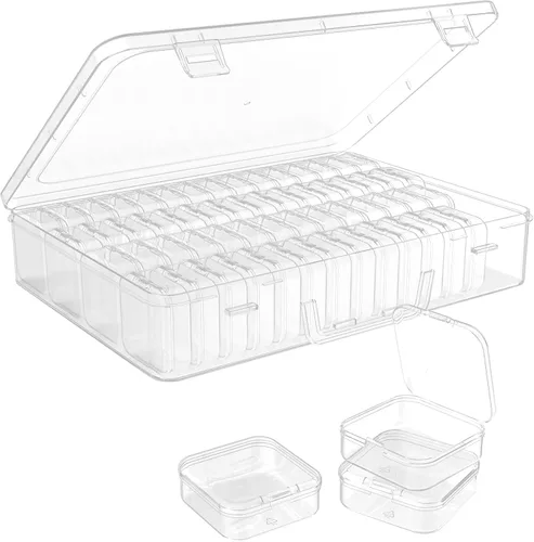 Miniatura 10 de Caja organizadora de cuentas, 28 recipientes pequeños de plástico transparente, 1 caja organizadora grande de manualidades, 1 etiqueta de hoja