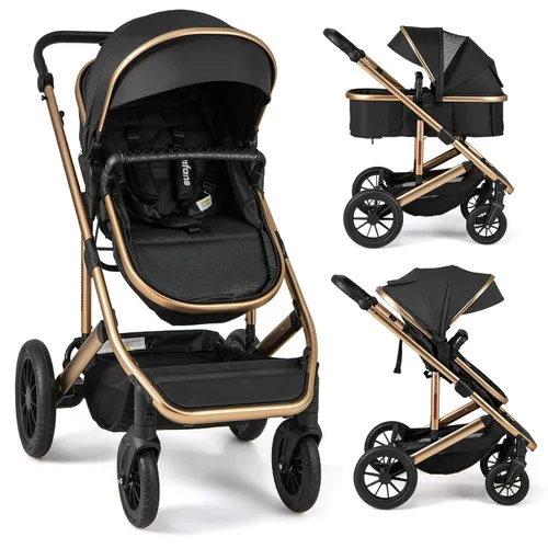 INFANS Cochecito de Bebé 2 en 1, Cochecito Plegable para Recién Nacidos Cochecito Convertible Moisés para Bebé Plegable Paisaje Alto Absorción de