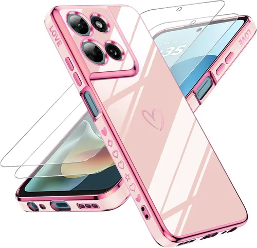 Miniatura 102 de LeYi for Moto G 5G 2025 Case: with Tempered Glass Screen Protector [2 Pcs]+ Full Camera Lens Protection,Love Heart Plating Cute Luxury Soft TPU