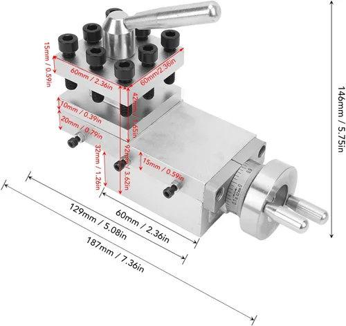 Miniatura 7 de Herramienta de torno de aleación de aluminio Mg, abrazadera de poste de vicio, fácil instalación, a prueba de óxido, movimiento estable
