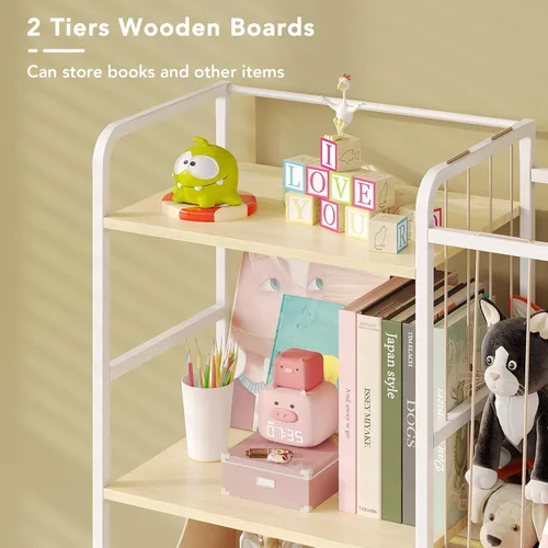 Miniatura 6 de BBLIKE Almacenamiento de Animales de Peluche - Red de Animales de Peluche con Estantería para Niños y Organizador de Juguetes, Estantería Blanca