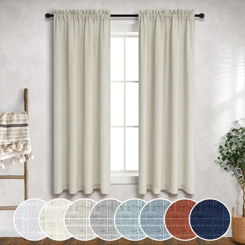 Miniatura 12 de Cortinas blancas puras de 38 pulgadas de ancho para dormitorio, juego de 2 paneles de cortinas de privacidad con bolsillo para barra, cortinas