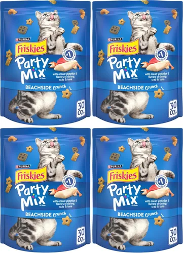 Miniatura 13 de Golosinas para gatos Purina Friskies, Party Mix Beachside Crunch - Bolsa de 30 onzas