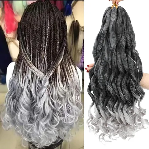 Miniatura 41 de Cabello Rizado Francés para Trenzar de 18 Pulgadas, 8 Paquetes Color Borgoña - Cabello para Trenzar Pre-Estirado con Rebote - Extensiones de Cabello