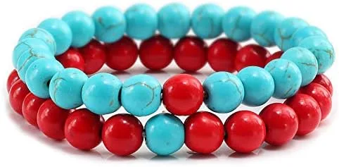 Miniatura 2 de Juego de 2 pulseras de chakras de distancia de piedra natural para hombres y mujeres, pulseras y brazaletes de yoga, joyería para mejores amigos