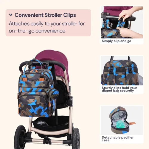 Miniatura 6 de BabbleRoo - Mochila para pañales - Bolso de viaje con artículos esenciales para bebés - Mochila multifuncional resistente al agua para pañales, Azul