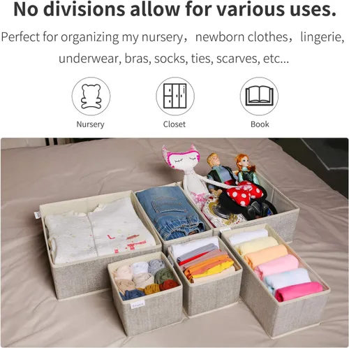 Miniatura 8 de Criusia Organizador de cajones para ropa interior, juego de 6 organizadores plegables de cajones de ropa interior y separadores de armario, caja