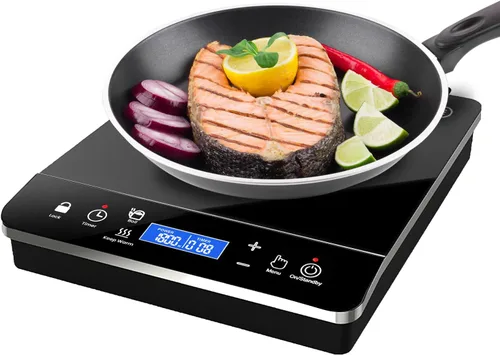 Miniatura 8 de OMEO Placa de cocción portátil de doble inducción con 2 quemadores, control táctil, cocina de inducción de 110 V con bloqueo de seguridad, pausa
