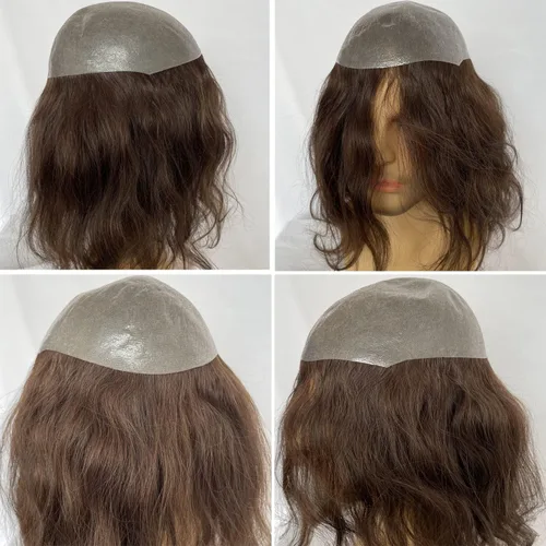 Miniatura 6 de Voloria Toupee de 12 pulgadas para hombre, piel ultrafina, pieza de cabello humano virgen europeo, piezas de sistema de reemplazo para hombres y #3
