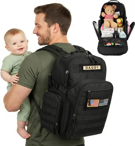 Miniatura 10 de MIRACOL Bolsa de pañales para bebé para papá: poliéster 900D de grado militar con más de 16 bolsillos múltiples para papá activo - 40L XL capacidad