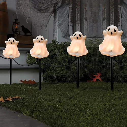 Miniatura 12 de GOOTHY 2 juegos de luces de camino de Navidad de muñeco de nieve, 7 pies C7 para exteriores con 8 estacas de muñeco de nieve, decoraciones