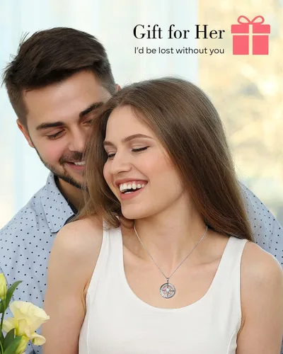 Miniatura 2 de S925 Necklace Gift for Wife Compass Jewelry Women Anniversary Sterling Silver Girlfriend Birthday Gifts for Her Valentines I'd be Lost without You