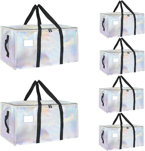 Miniatura 14 de Paquete de 4 bolsas de mudanza extra grandes y resistentes, bolsas de almacenamiento impermeables con asas y cremalleras, plegables para dormitorio