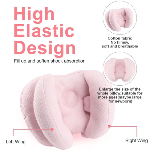Miniatura 4 de KAKIBLIN Almohada de cabeza para bebé, almohada de cuello de plátano 2 en 1 para bebé, almohadas de cuello para bebés para la silla de paseo, Rosa