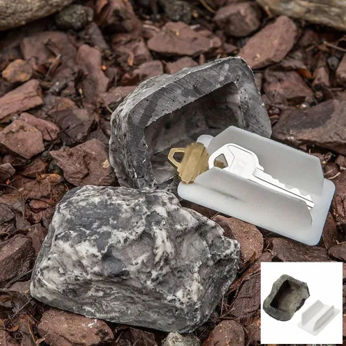 Miniatura 5 de Hideaway - Estuche para llaves de repuesto, diseño de camuflaje y piedra falsa, decoración de roca falsa para jardín al aire libre