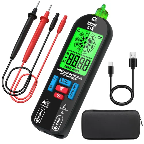 Miniatura 11 de BSIDE Multímetro digital recargable Probador de amplificador eléctrico LCD de color 6000 cuentas Voltímetro inteligente automático VFC Diodo de A2X