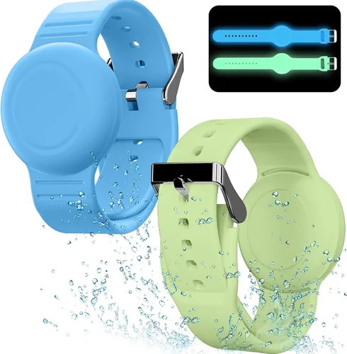 Miniatura 10 de Pulsera impermeable compatible con funda Airtag para niños (paquete de 2), pulsera de silicona suave oculta, rastreador GPS ligero compatible