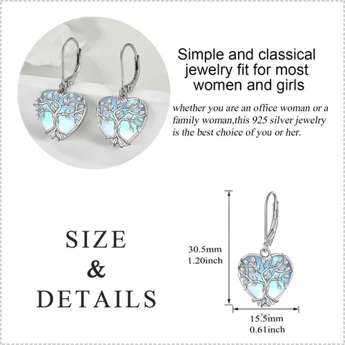 Miniatura 232 de Aretes colgantes con forma de lágrima de filigrana de piedra lunar de plata de ley 925 con cierre de palanca para mujer, regalos de joyería