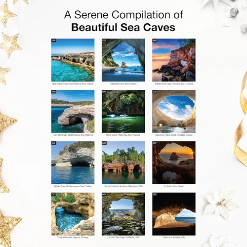Miniatura 3 de RED EMBER Calendario de pared de Sea Caves 2026 de 12 meses 12 x 24 pulgadas abierto Papel grueso y resistente Regalar Calendario 2026