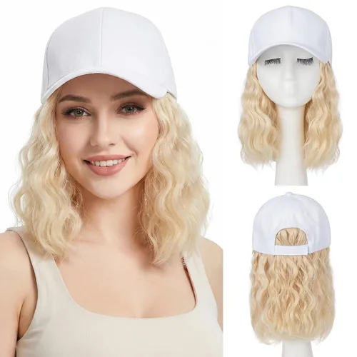 Miniatura 39 de SEGO Gorra de béisbol con extensiones de cabello para mujer, resistente al calor, sintético, 6 pulgadas, ajustable, corta, recta, peluca de repuesto