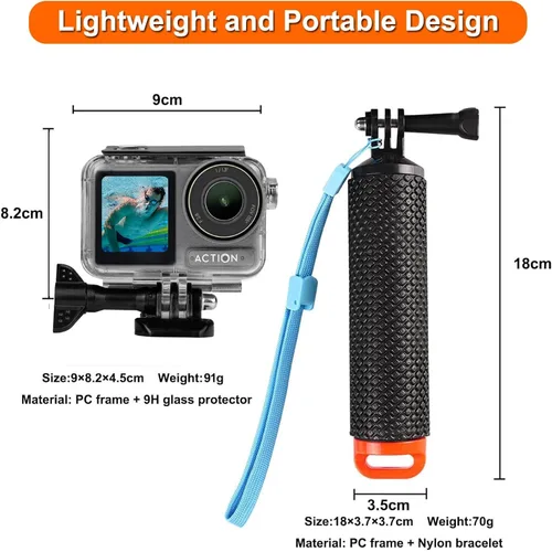 Miniatura 5 de BO&DQQ Carcasa Subacuática Impermeable Compatible con DJI Osmo Action 5 Pro/Action 4/Action 3, Funda de Cubierta de Buceo de 50 m/164 pies con Kit