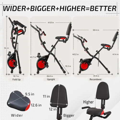 Miniatura 9 de YYFITT Bicicleta estática 3 en 1 con pantalla luminosa de dígitos Bicicletas estacionarias plegables para personas mayores en casa Bicicleta