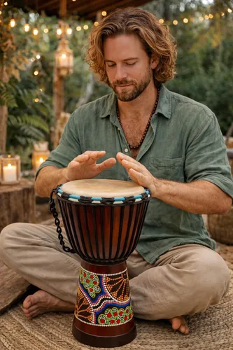 Miniatura 6 de Tambor Djembe – Tambor de mano africano de 16 pulgadas de alto, sonido profesional y calidad, madera de caoba tallada a mano con cabeza de piel