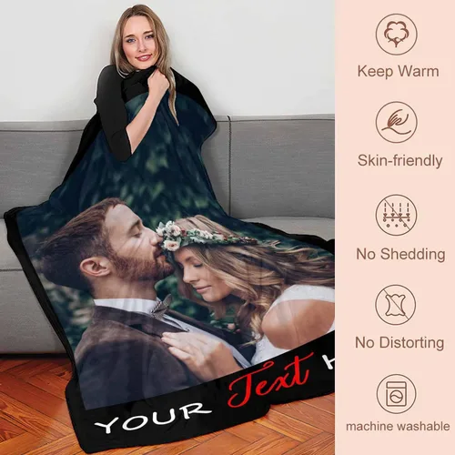 Miniatura 3 de YESCUSTOM Manta de fotos personalizada con tus fotos y textos, fabricada en Estados Unidos, regalo para esposas amigas para vacaciones, cumpleaños