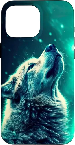 Miniatura 19 de Howling Wolf in Night Green Northern Lights Wolves Dog Lover Case for iPhone 16