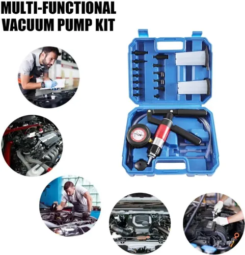 Miniatura 5 de Yonligonju 23PCS Kit de Prueba de Bomba de Vacío de Mano Purgador de Frenos Kit de Herramientas de Purga de Sistema de Frenos con Adaptadores y 2