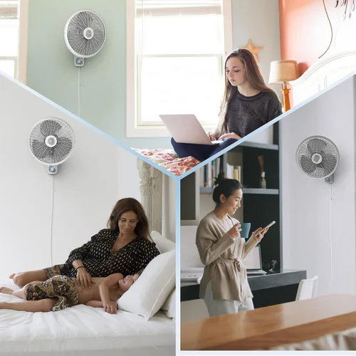 Miniatura 7 de Lasko Ventilador oscilante de montaje en pared de 3 velocidades de 16" para uso en interiores, M16900, gris claro