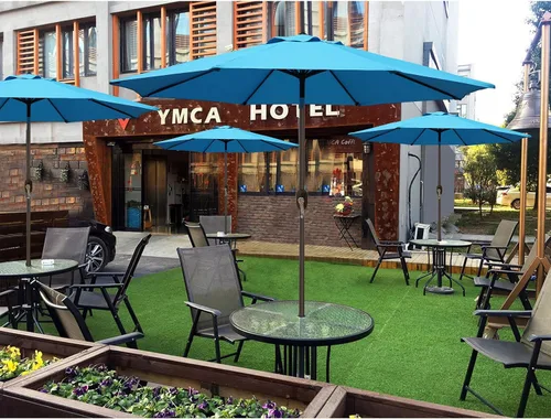 Miniatura 6 de Blissun - Sombrilla de aluminio para patio al aire libre de 9 pies, sombrilla de mesa para exteriores, sombrilla de jardín, sombrilla de mercado