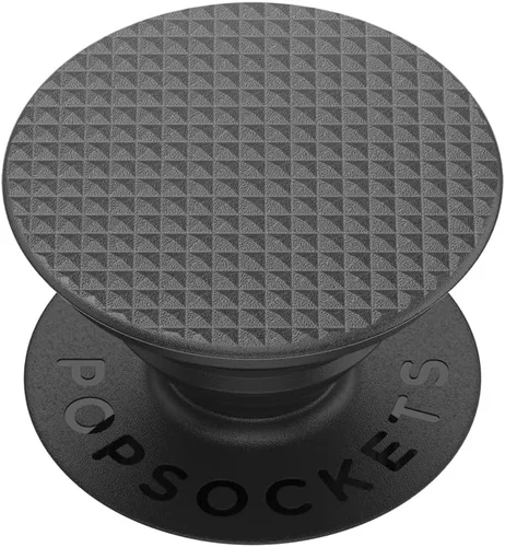 ​​​​PopSockets Agarre para teléfono con soporte expandible, agarre adhesivo, color negro con textura moleteada