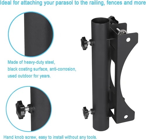 Miniatura 5 de Soporte resistente para sombrilla de patio al aire libre, clip fijo, abrazadera ajustable para sombrilla con perilla giratoria de mano