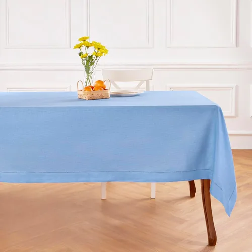 Miniatura 38 de Solino Home Mantel de lino azul polvoriento, 60 x 120 pulgadas, mantel de lino 100% puro con vainica para mesas rectangulares, dobladillo clásico