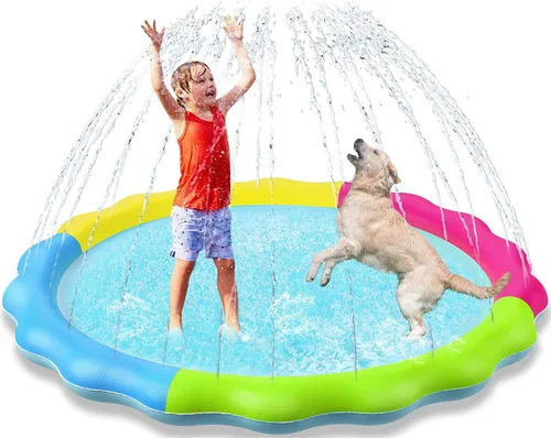 Miniatura 18 de Jasonwell - Almohadilla antideslizante para salpicaduras para perros para niños, piscina para cachorros, juguetes de agua al aire libre, patio