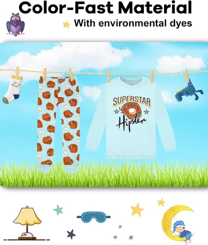 Miniatura 7 de KOBERO Boys Pajamas 4 Pieces Long Set 100% Cotton Sleepwear Size 18 Months-12 Years