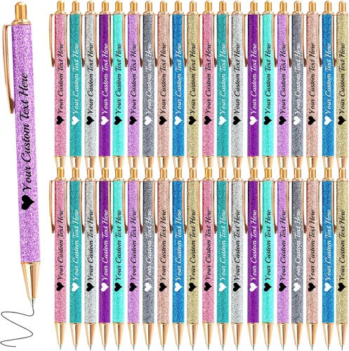 Miniatura 43 de Hasta 100 bolígrafos personalizados a granel con nombre, bolígrafo con purpurina personalizable, logotipo de negocios, mensaje de texto, regalo