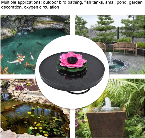 Miniatura 4 de Zerodis Bomba de fuente solar, fuente de agua solar de 4 rociadores para baños de pájaros, jardín, estanque, piscina al aire libre (rosa)