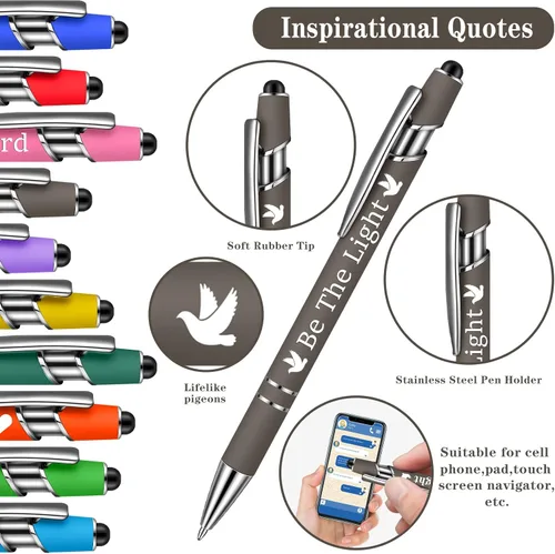 Miniatura 2 de 10 piezas bolígrafos para oficina, con citas inspiradoras sarcásticas, lápiz stylus táctil para pantalla, escrituras alentadoras, tinta negra