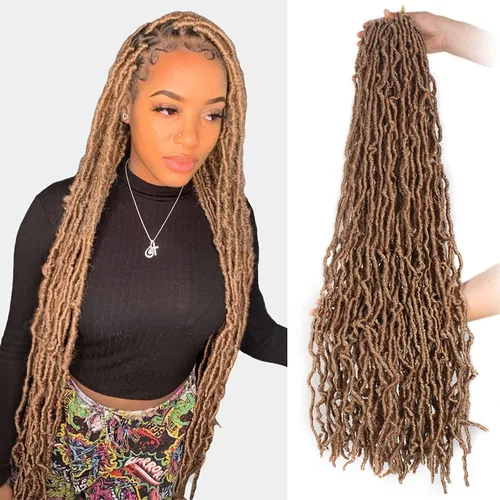 Miniatura 37 de ZRQ Extensiones de cabello sintético de ganchillo de 36 pulgadas, 3 paquetes, color negro natural, preenlazadas, largas, de diosa, sintéticas, 1b#