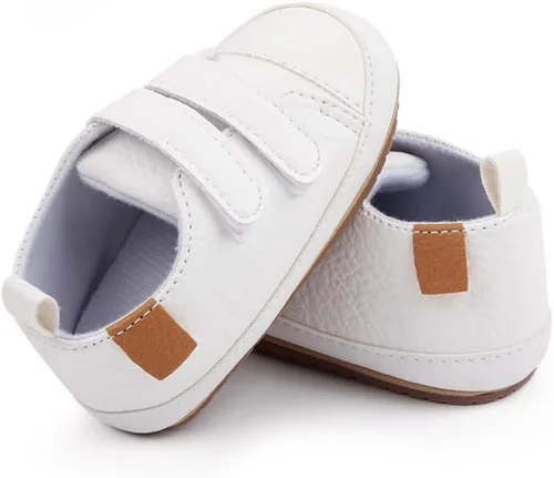Amtidy Baby Shoes Soft Leather Flat Shoes Toddler First Walker Shoes Boys Girls Infant Newborn Sneakers Non-Slip Rubber Sole