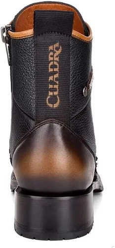 Miniatura 5 de Cuadra Bota minera para hombre en piel auténtica pirarucu y piel bovina con cordones y cremallera