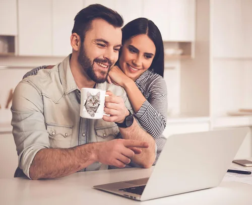 Miniatura 2 de Winston & Bear Bonita taza de café de cerámica con diseño de gatito gris, regalo para los amantes de los perros, mamá y papá, regalo perfecto