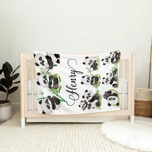 Miniatura 8 de Manta de bebé panda personalizada, manta de bebé safari, manta de bebé de animales de la selva, manta de bebé bosque, manta de animal del zoológico
