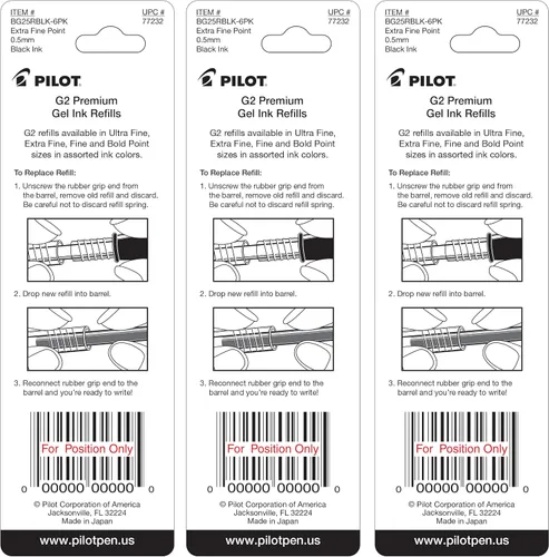 Miniatura 3 de Pilot G2 - Recambios de tinta de gel, punta extrafina, 0.020 in, tinta negra, 6 recambios