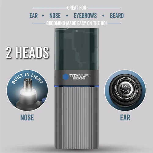Miniatura 3 de Microtouch Titanium Edge - Recortador de orejas y nariz con doble cabeza de cuchillas rotativas con luz – Resistente al agua – Apto para viajes