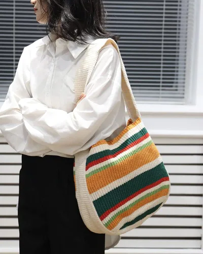 Miniatura 48 de ENBEI Bolsos de hombro para mujer Bolsos de ganchillo Bolso de punto grande Bolso de mano estético para la escuela lindo Bolsas de mano Bolsa