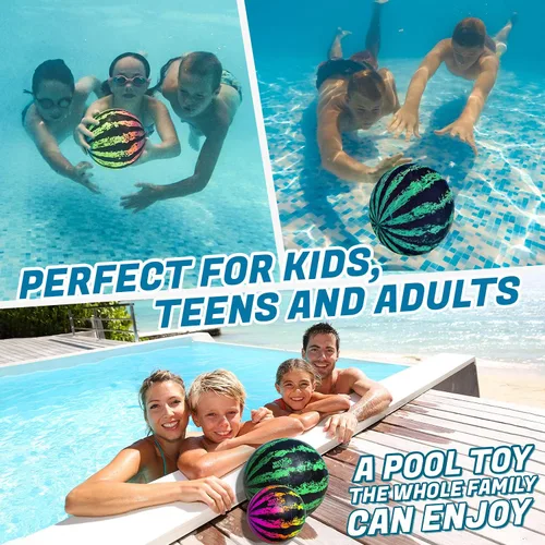 Miniatura 6 de Watermelon Ball Juguetes de piscina para adultos y familia – Paquete de 2 unidades de 6 1/2 pulgadas y 9 pulgadas para niños, adolescentes