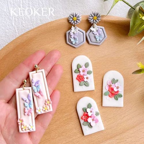 Miniatura 5 de KEOKER Cortadores de arcilla polimérica – Mini cortadores de arcilla para la fabricación de aretes de arcilla polimérica, 6 formas florales y hojas